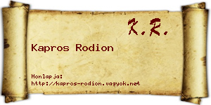 Kapros Rodion névjegykártya